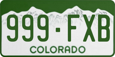 CO license plate 999FXB