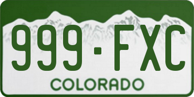 CO license plate 999FXC