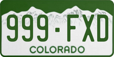 CO license plate 999FXD