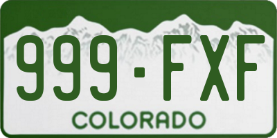CO license plate 999FXF
