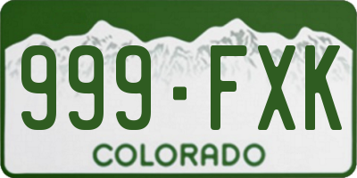 CO license plate 999FXK