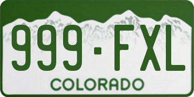 CO license plate 999FXL
