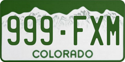 CO license plate 999FXM