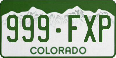 CO license plate 999FXP