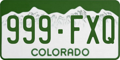 CO license plate 999FXQ