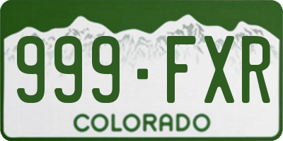 CO license plate 999FXR