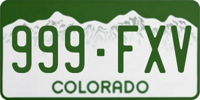 CO license plate 999FXV
