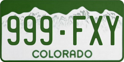 CO license plate 999FXY