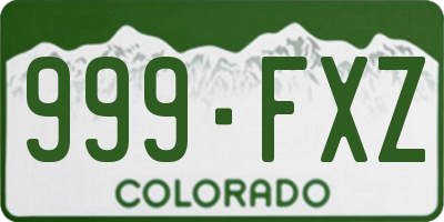 CO license plate 999FXZ