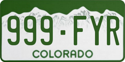 CO license plate 999FYR