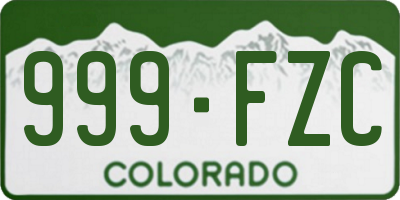 CO license plate 999FZC