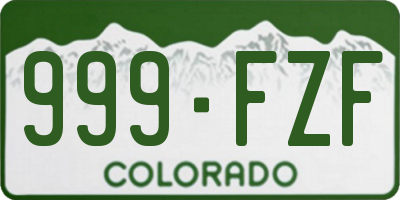 CO license plate 999FZF