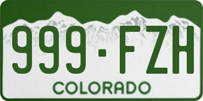 CO license plate 999FZH