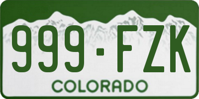CO license plate 999FZK