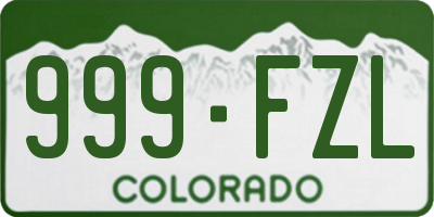CO license plate 999FZL
