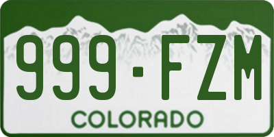 CO license plate 999FZM