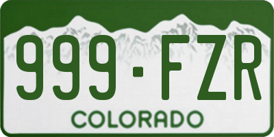 CO license plate 999FZR