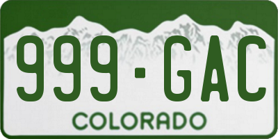 CO license plate 999GAC