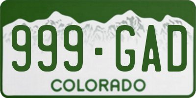 CO license plate 999GAD