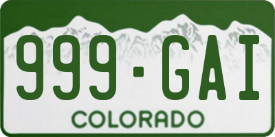 CO license plate 999GAI