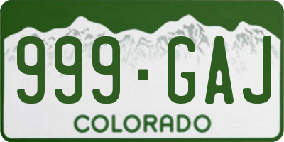 CO license plate 999GAJ