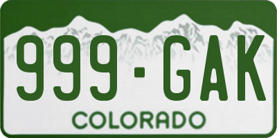 CO license plate 999GAK