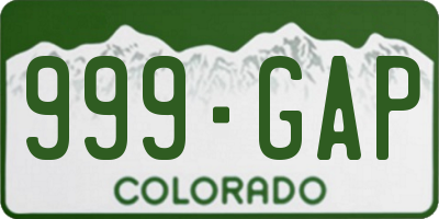 CO license plate 999GAP