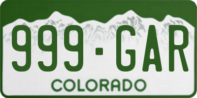 CO license plate 999GAR