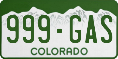 CO license plate 999GAS