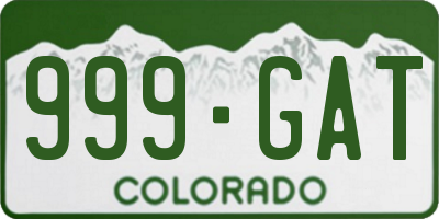 CO license plate 999GAT