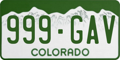 CO license plate 999GAV