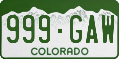 CO license plate 999GAW