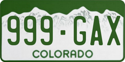 CO license plate 999GAX