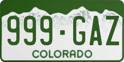 CO license plate 999GAZ