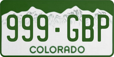 CO license plate 999GBP