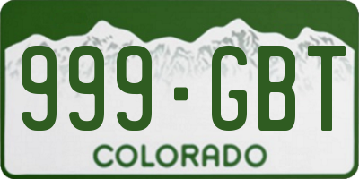 CO license plate 999GBT