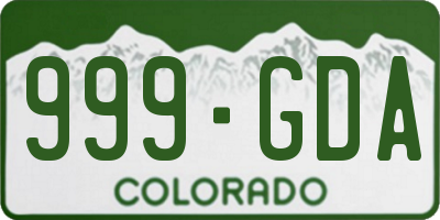 CO license plate 999GDA