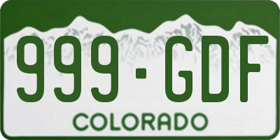CO license plate 999GDF