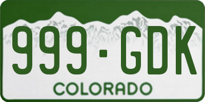 CO license plate 999GDK