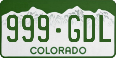 CO license plate 999GDL