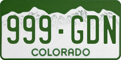CO license plate 999GDN