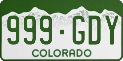 CO license plate 999GDY