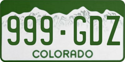 CO license plate 999GDZ