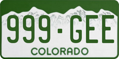 CO license plate 999GEE