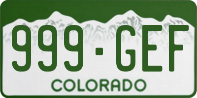 CO license plate 999GEF