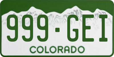 CO license plate 999GEI
