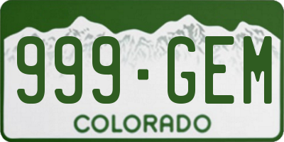 CO license plate 999GEM
