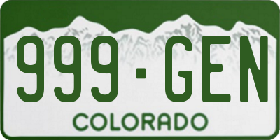 CO license plate 999GEN