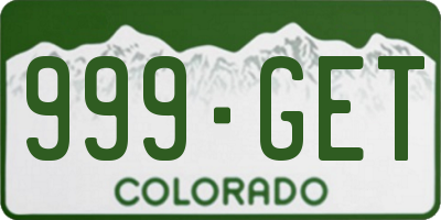 CO license plate 999GET