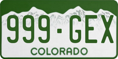 CO license plate 999GEX